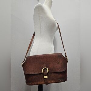 Brown Leather Vintage Richards  Crossbody Bag. Needs TLC